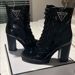 GUESS Women's Black Patent Leather Boots